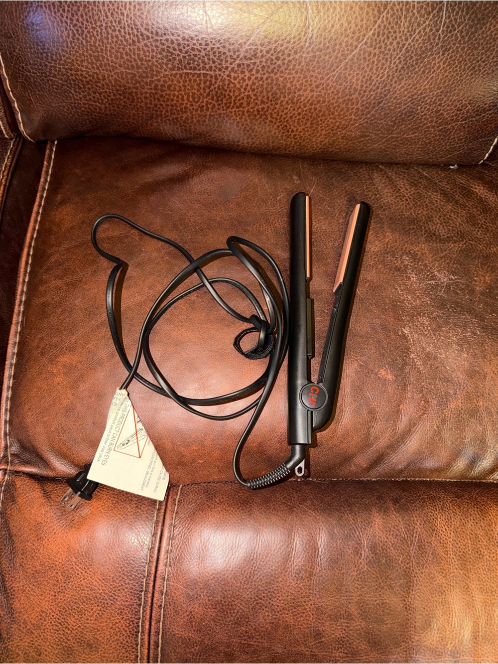 Compact Black Flat Iron Hair Straightener with Rose-Gold Plates